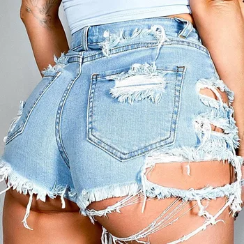 Summer Women Shorts Mini Jeans Lady Sexy Ripped Hot Fetish Denim Pants Lady High Street Party Elastic Denim Shorts 3