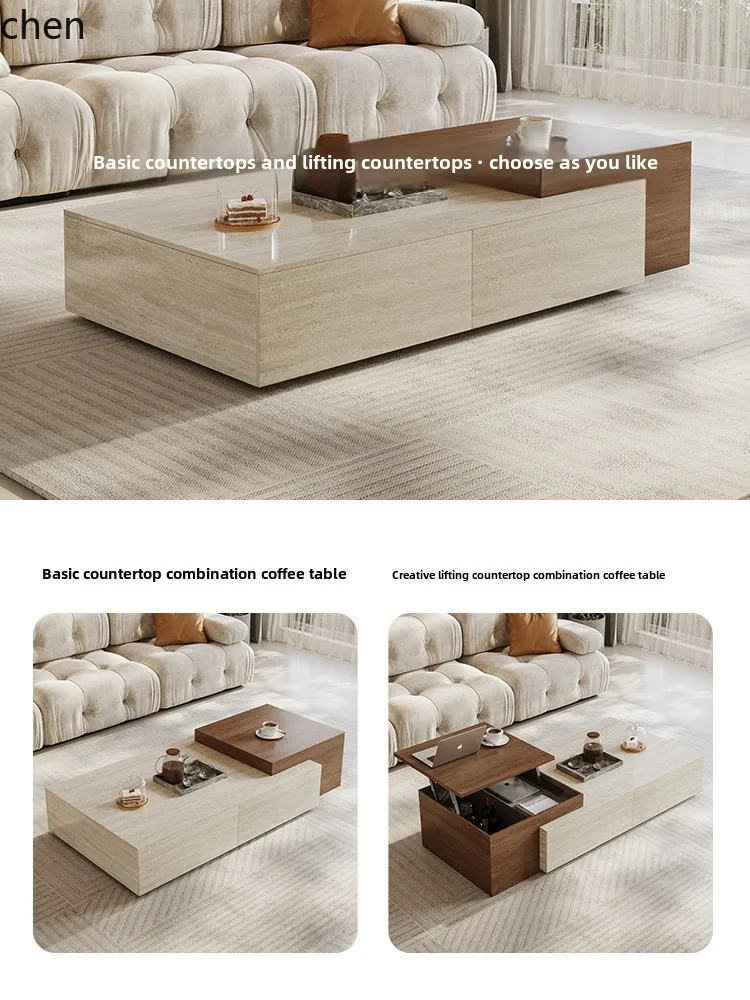 HXL rock slab coffee table living room high-end rectangular walnut