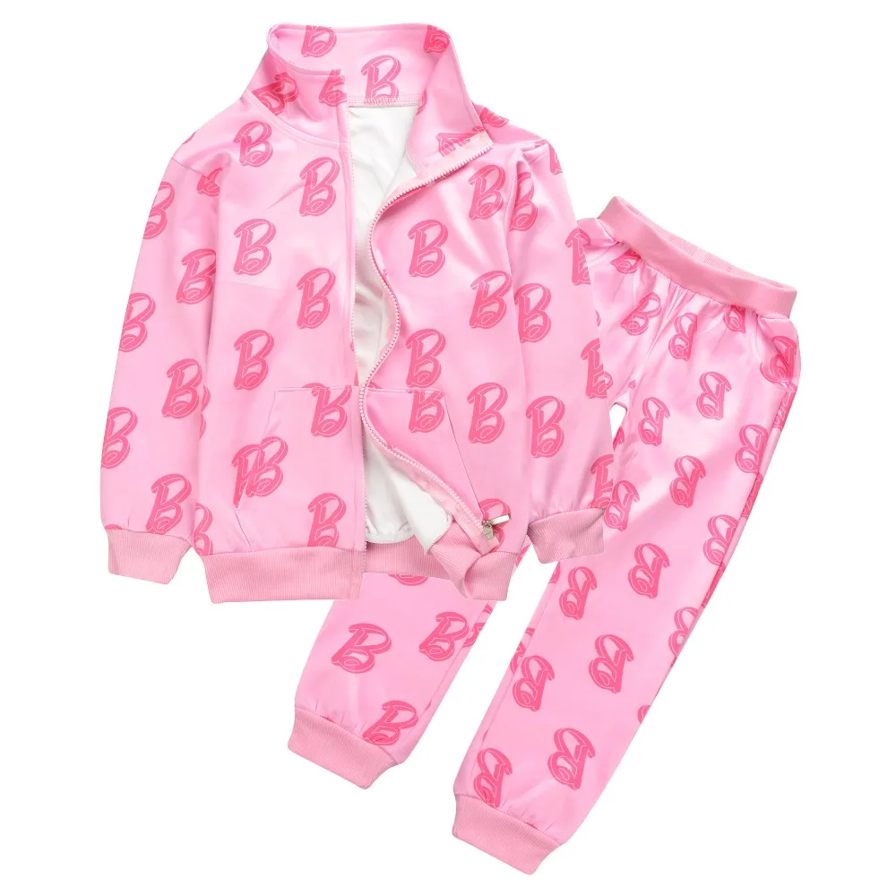 

Movie Princess Coats Kids Girls Cute Pink Letter B Sweatshirt Pants Suit Boys Fashion Cute Sports Wear Set for Spring and Autumn