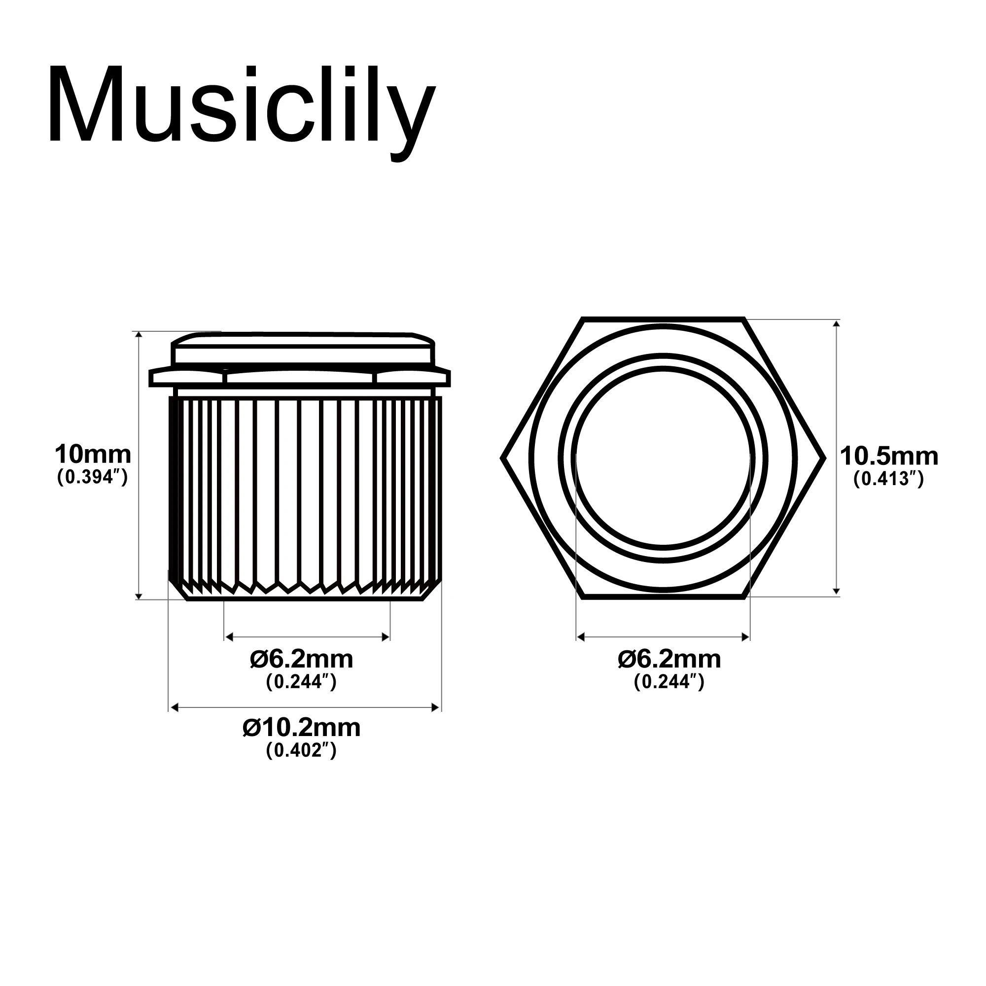 Boccole Nichel 10mm Per Tasti Tuning Boccole Adattatore In Metallo Nichel 10mm Per Chitarra, Per Conversione Tuning, Set Di Ferrules Ferrules Conversione Tuning - Foto 4