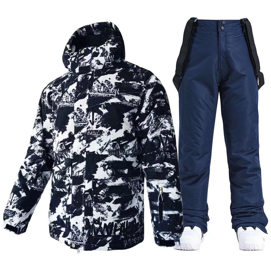 Men's Winter Ski Suit Windproof Waterproof Snowboarding Skiing Jacket Pants Male Snow Costumes Overalls Plus Size 3XL for Winter Jacket Ski Jacket Men Snow Jumpsuit