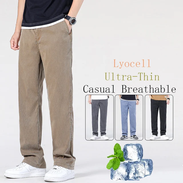 Jeans d'été en tissu Lyocell doux ultra-mince de haute qualité pour hommes, pantalons en denim droits adt, confortables, respirants, décontractés, fjM-5XL 1