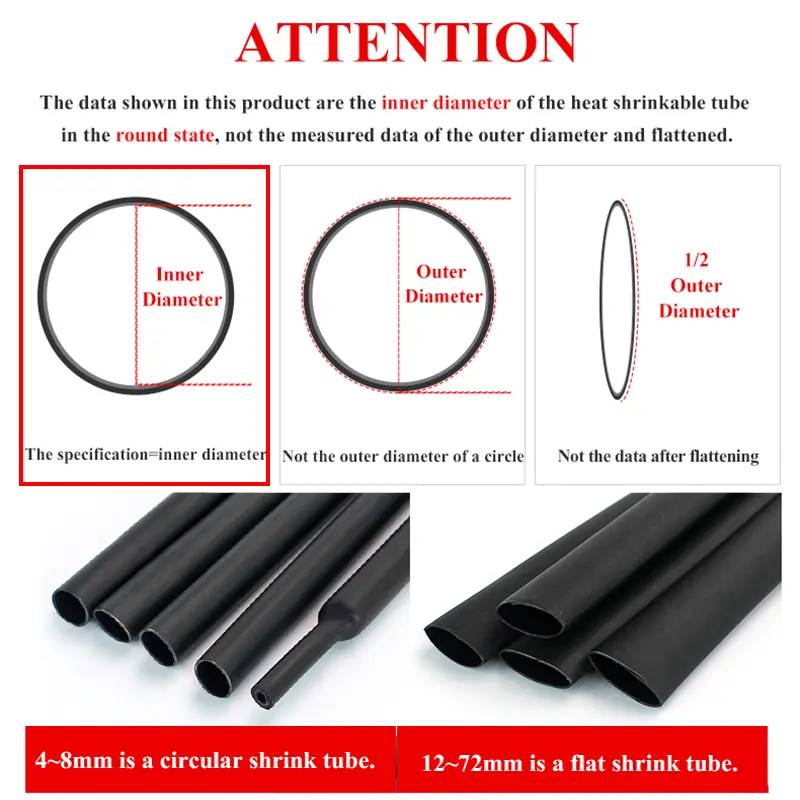 4mm-72mm 4:1 Heat Shrink Tube with Glue Tubing Adhesive Lined Dual Wall Heatshrink Shrinkable Shrink Wrap Wire Cable Sleeve kit - Image 3