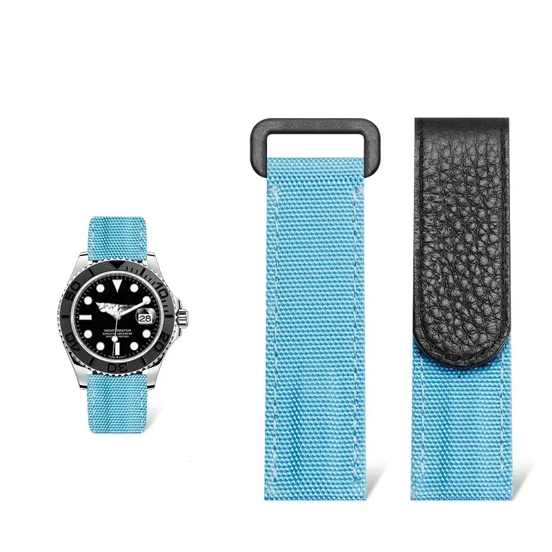 20 mm 21 mm Klettverschluss Canvas Uhrenarmband männlich für Rolex Daytona Omega Seahorse Rudder Bay Seiko Nylon-Uhrenarmband