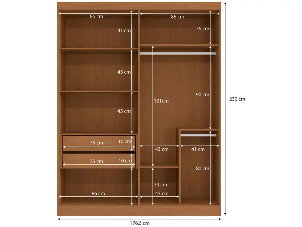 Guarda-roupa Solteiro 2 Gavetas 4 Portas Kappesberg Roma 6