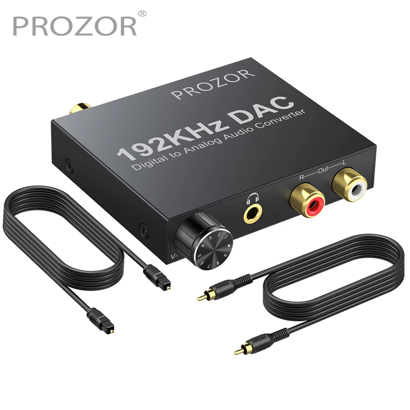 Benac Convertisseur DAC Adaptateur numérique vers analogique SPDIF Toslink coaxial vers R/L avec sortie jack 3,5 mm avec câble fibre optique pour TV/PS4/Blu-Ray DVD/TV Box 