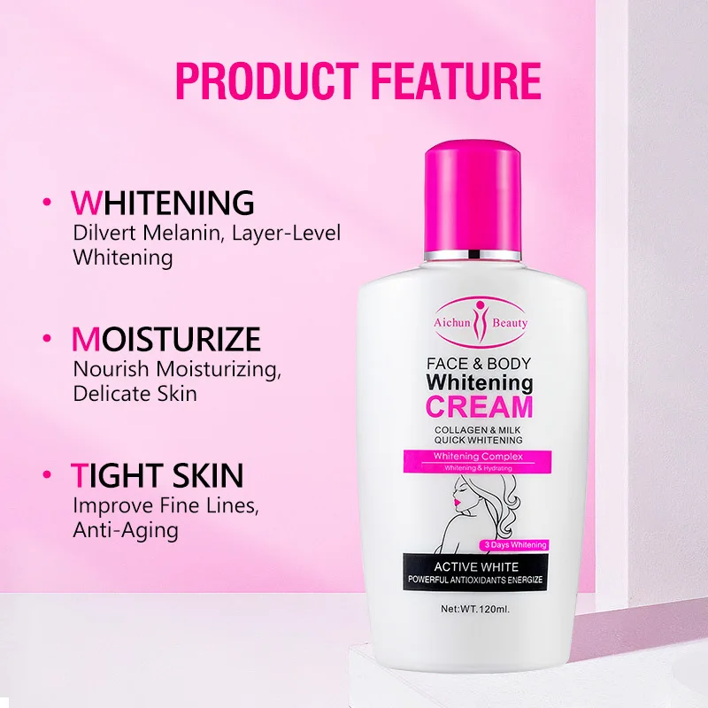 120ml Collagen Milk Bleaching Face Body Cream Skin Body Moisturizing Breast Brightening Moisturizing Lotion for Light Skin
