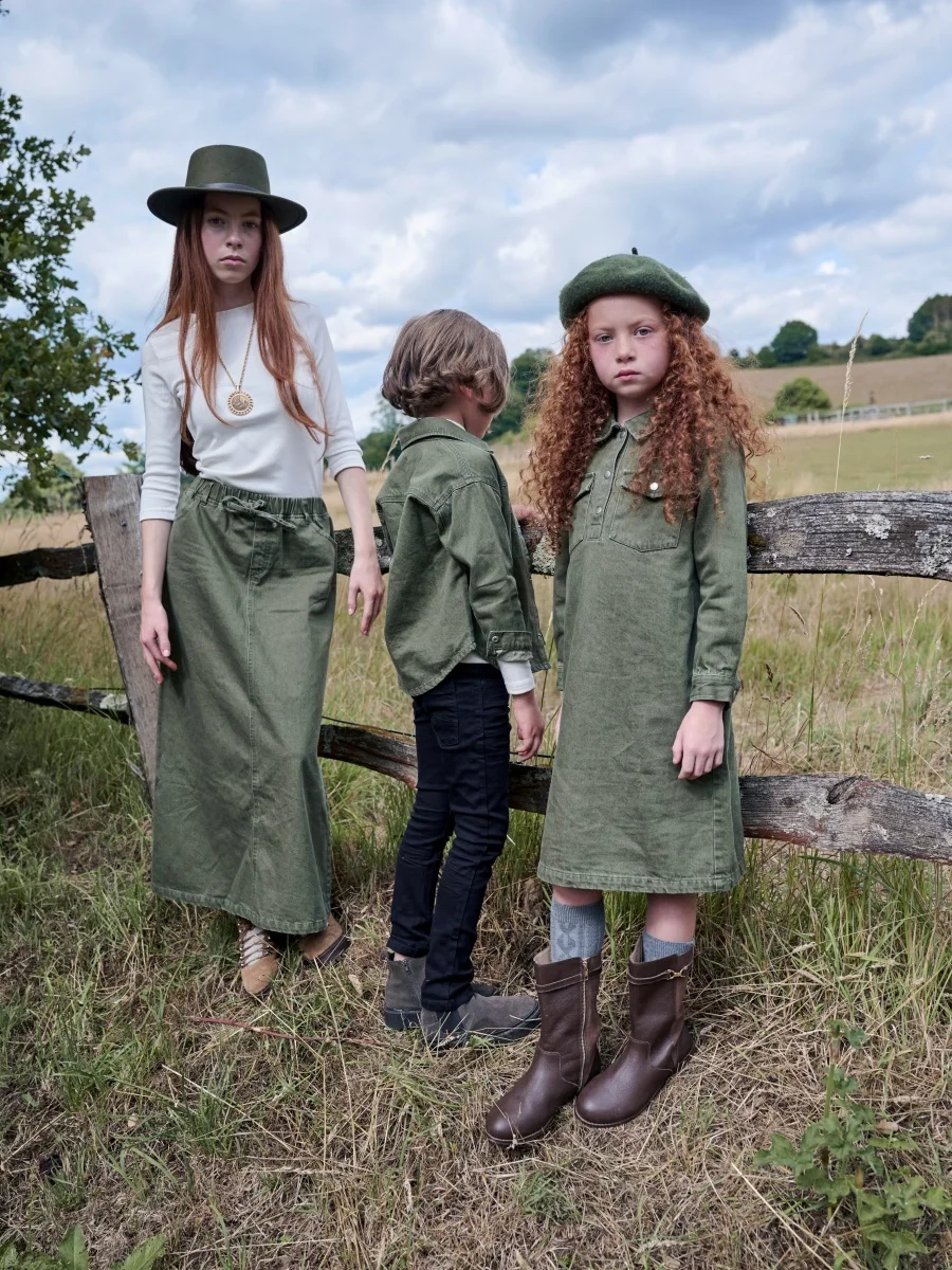 805098-15242a.jpg Clearance sale AS AW25 Retro green denim collection 100% cotton high quality brand denim fabric kids family matching clothes - Image 1