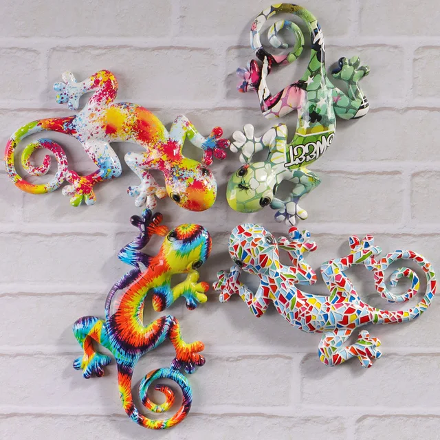 Statue de lézard de maison de couleur créative, Sculpture en résine, armoire murale suspendue, maison, bureau, Bar, magasin, décoration, artisanat d'ornement 4
