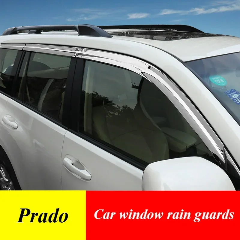 Car Window Rain Guard Sun Visor Cover Shield Side Window Deflector Fully Electroplated MotificationStyling for Toyota Prado2700