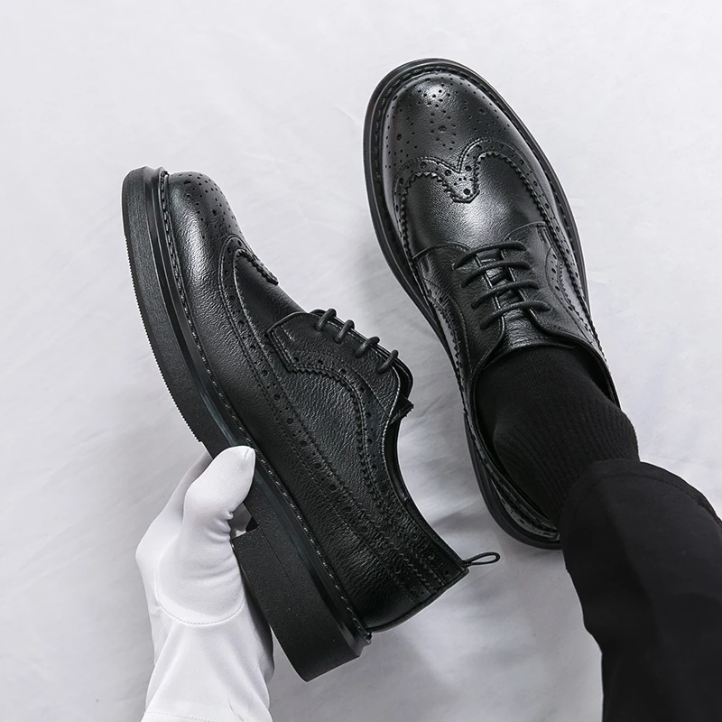 Men Derby Shoes White Dress Men Business Patent Leather Shoes Party Flat Shoe Classic Formal Fashion Leather Leisure