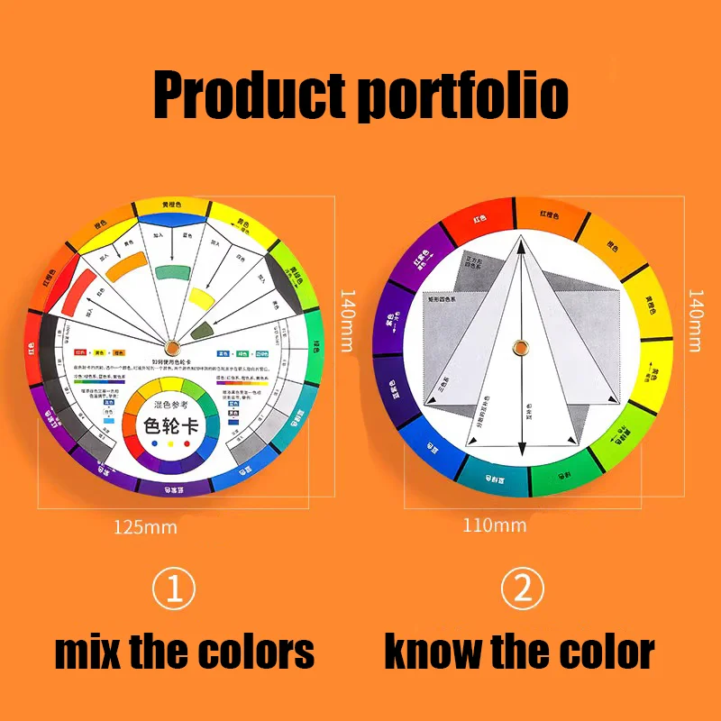페인팅용 종이 카드 휠, 원형 크로매틱 눈썹 페인팅 디자인 네일, 전문 안료 메이크업 용품, 72 색