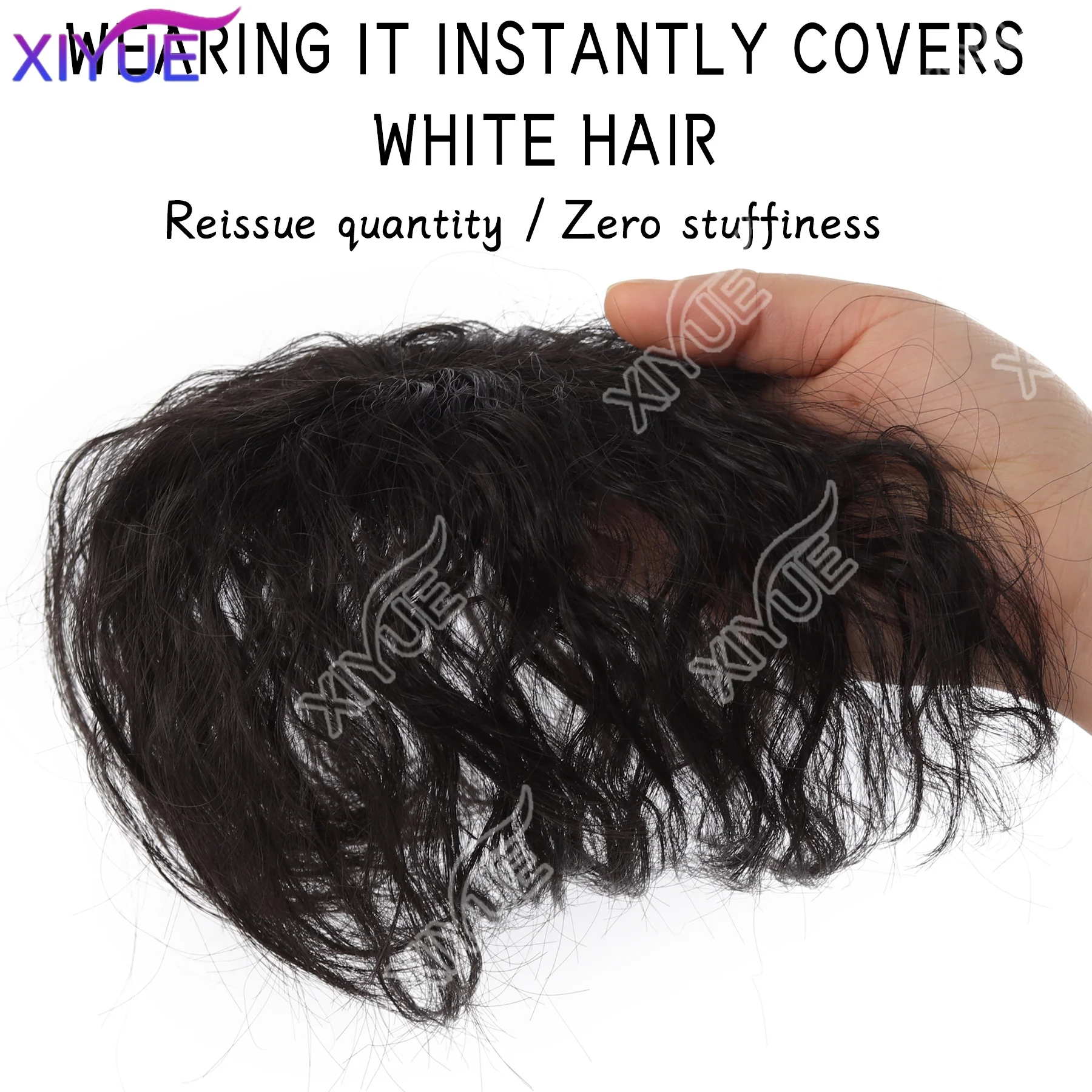 XIYUE Short Curly Wavy Hair Toppers Synthetic Clip In Hair Extension Invisible Natural Looking Hair Topper Increase Hair Volume