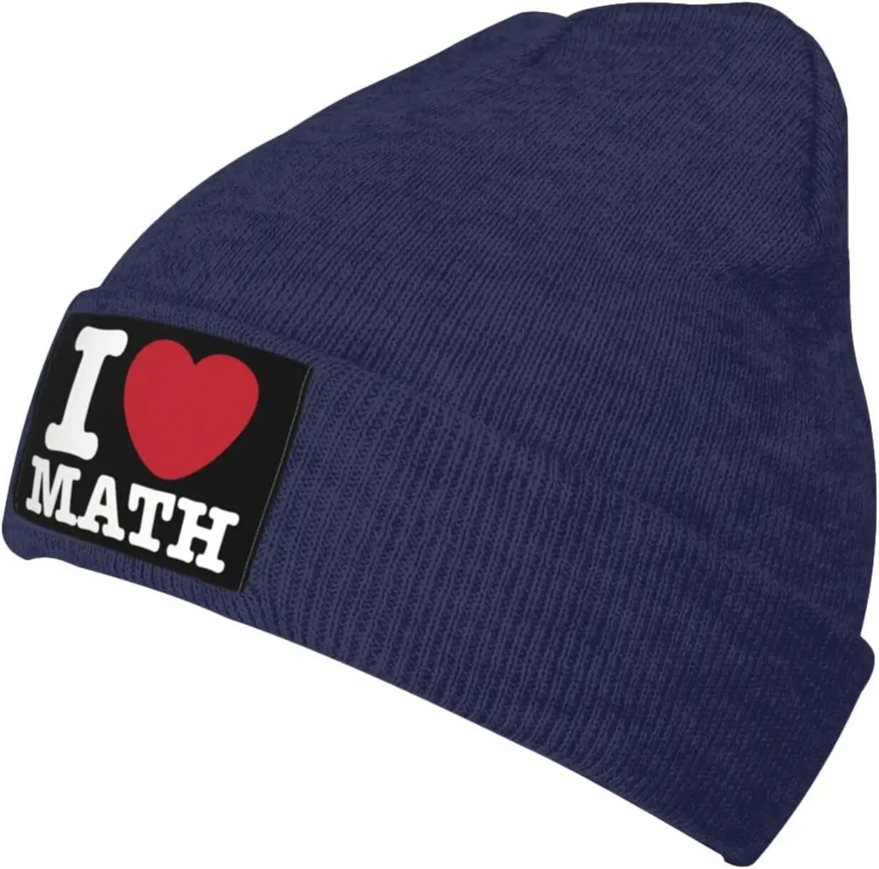 

Winter Knit Hat Cap for Men Women, I Love Math Daily Beanie Hat Unisex Warm Cuff Ski Skull Caps Black