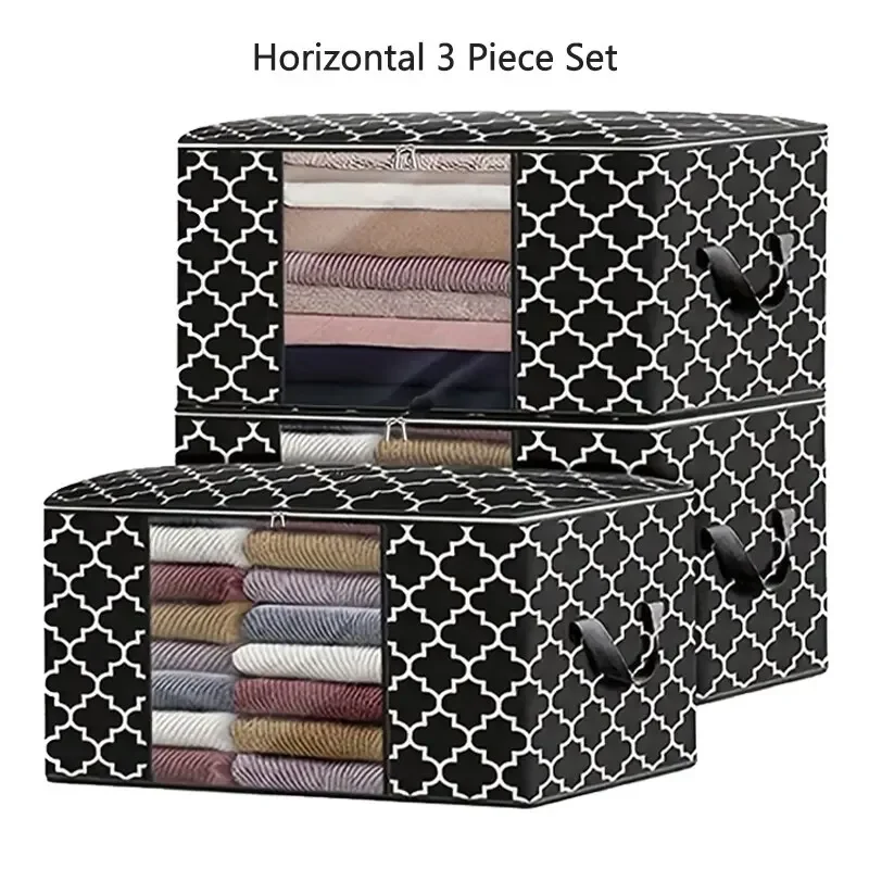3pcs Quilt Storage Bags With Zipper Foldable Clothes Storage Organizer Dustproof Water Proof Large Capacity Home Closet Organize 6