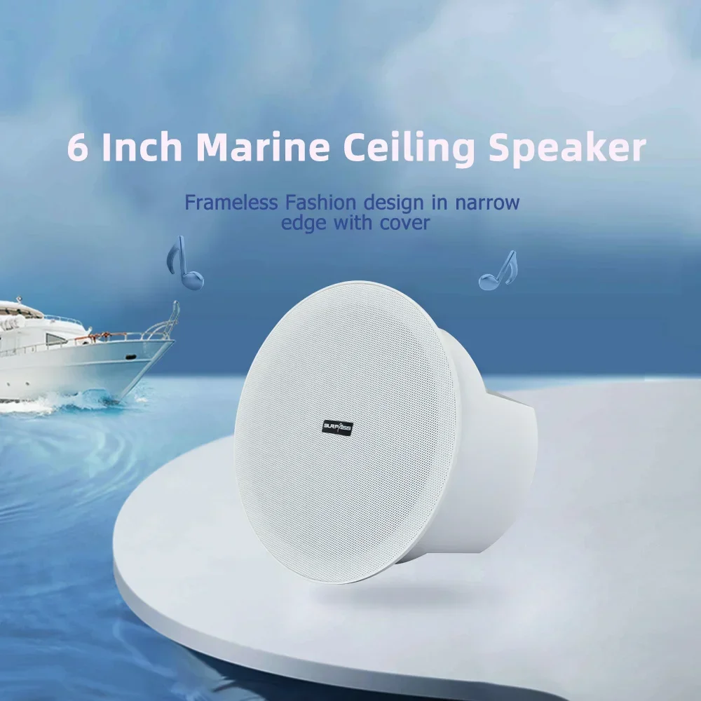 6inch 6W Full-range Marine Boat Waterproof IP44 Speakers Flush Mount Moisture Outdoor Music Loudspeaker for Shower Bathroom SPA