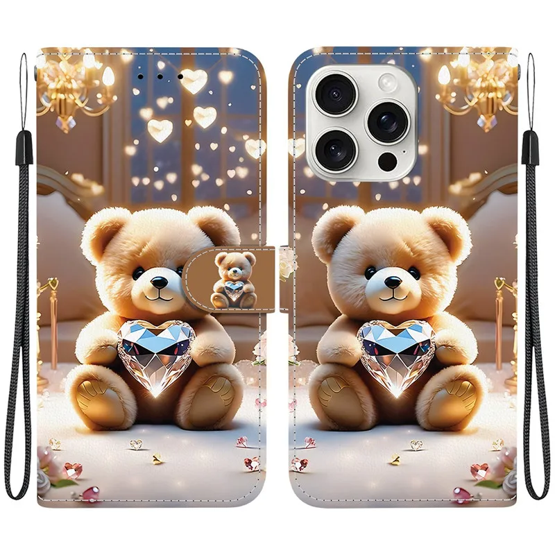 Elegant Colored Flower Wallet Phone Case - Magnetic Flip Leather Cover with Cute 3D Pattern