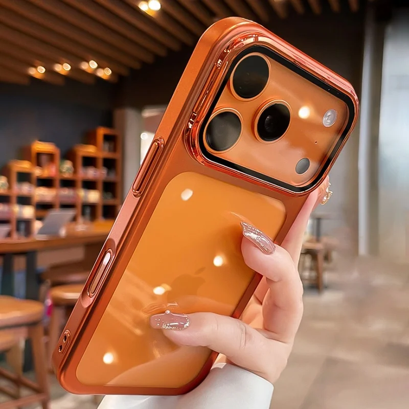 Elegant Clear Phone Case with Flip Lens Stand and Shockproof Bumper Protection