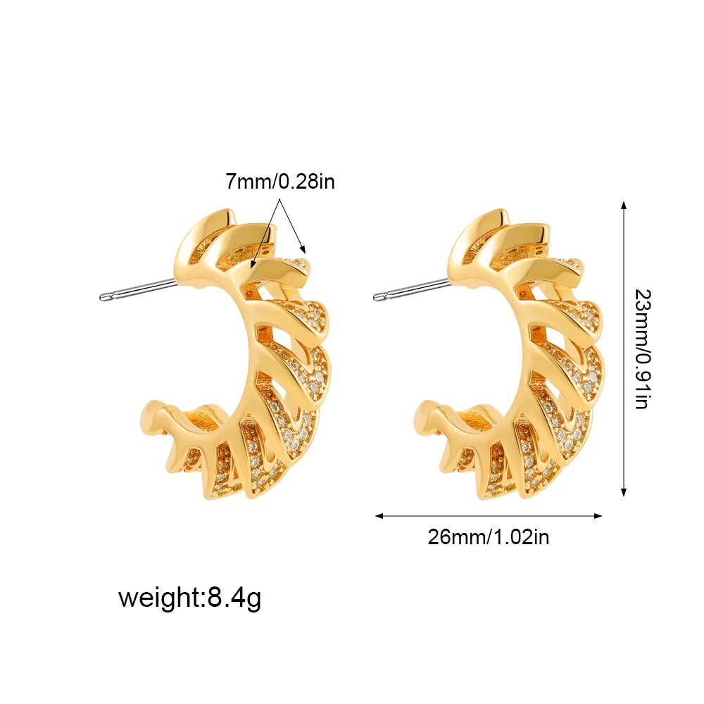 Trend Statement Stainless Steel Zircon CC Geometric Hollow Unusual Hoop Earrings Prevent Allergy Gold Plated Texture Jewelry New - Image 6