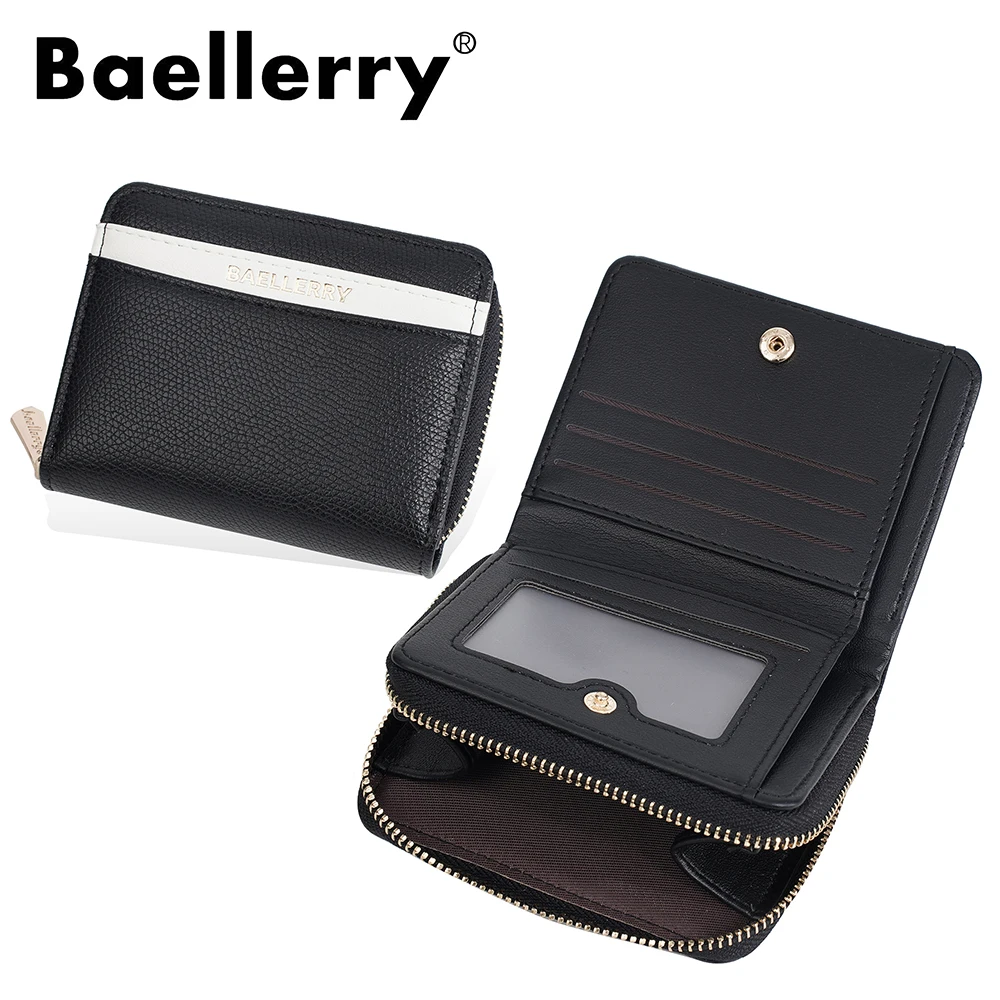 Short Wallet for Women with Zipper, Baellerry Multi-Function PU Leather Wallet with Many Card Slots, Phone Purse for Everyday Us