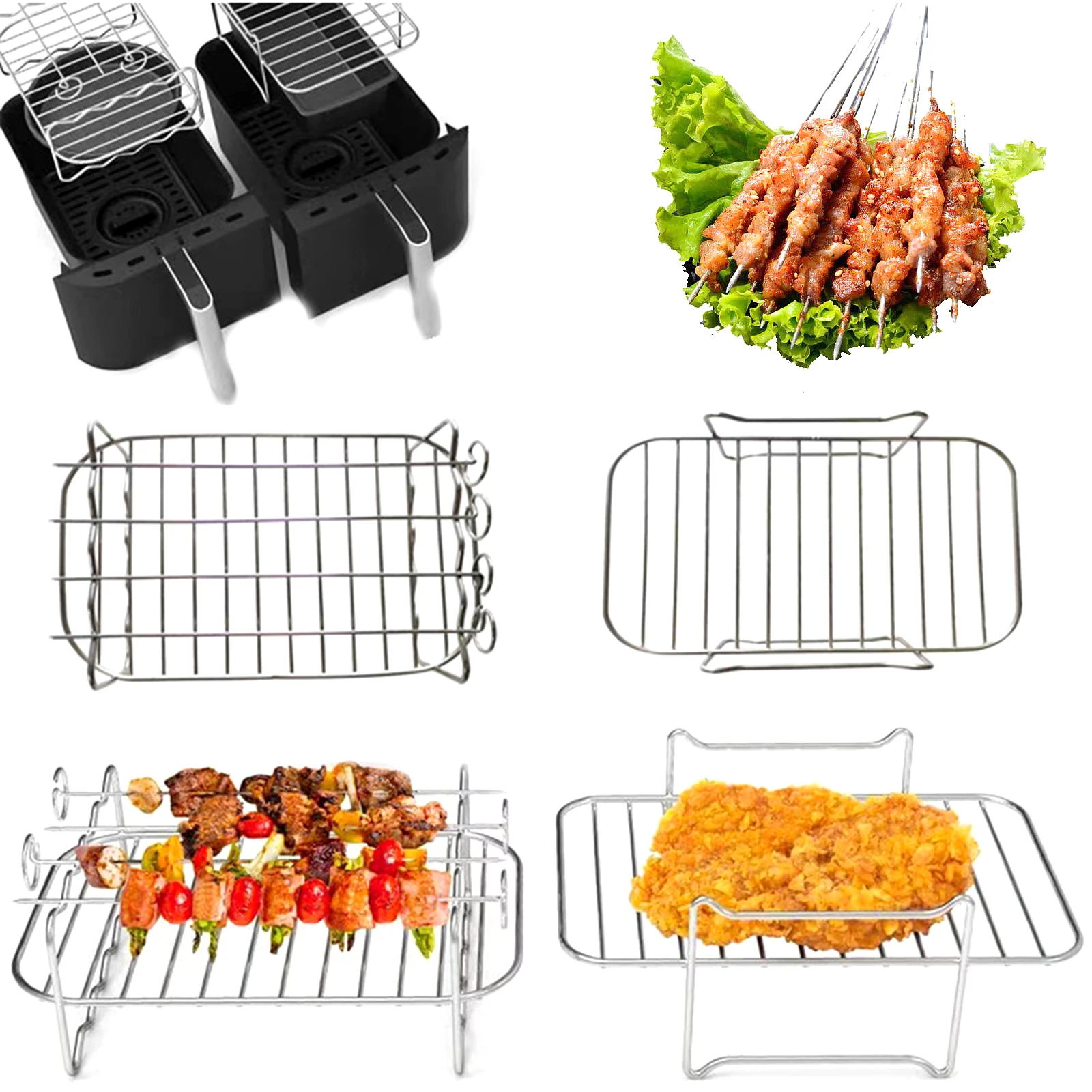 AirFryerRackDoubleBasketAirFryersStainlessSteelGrillingRack