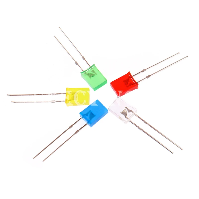 100 sztuk 2x3x4/2x5x7 5-kolorowa dioda elektroluminescencyjna kwadratowa dioda LED w linii koraliki do lampy DIY zestaw 2*3*4/2*5*7 biały czerwony żółty niebieski zielony