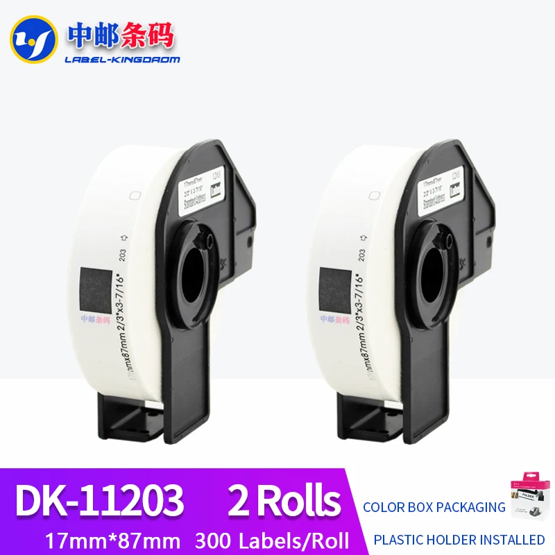 

2 Roll Compatible DK-11203 Label 17*87mm Compatible for Brother Label Printer All Come With Plastic Holder 300Pcs/Roll