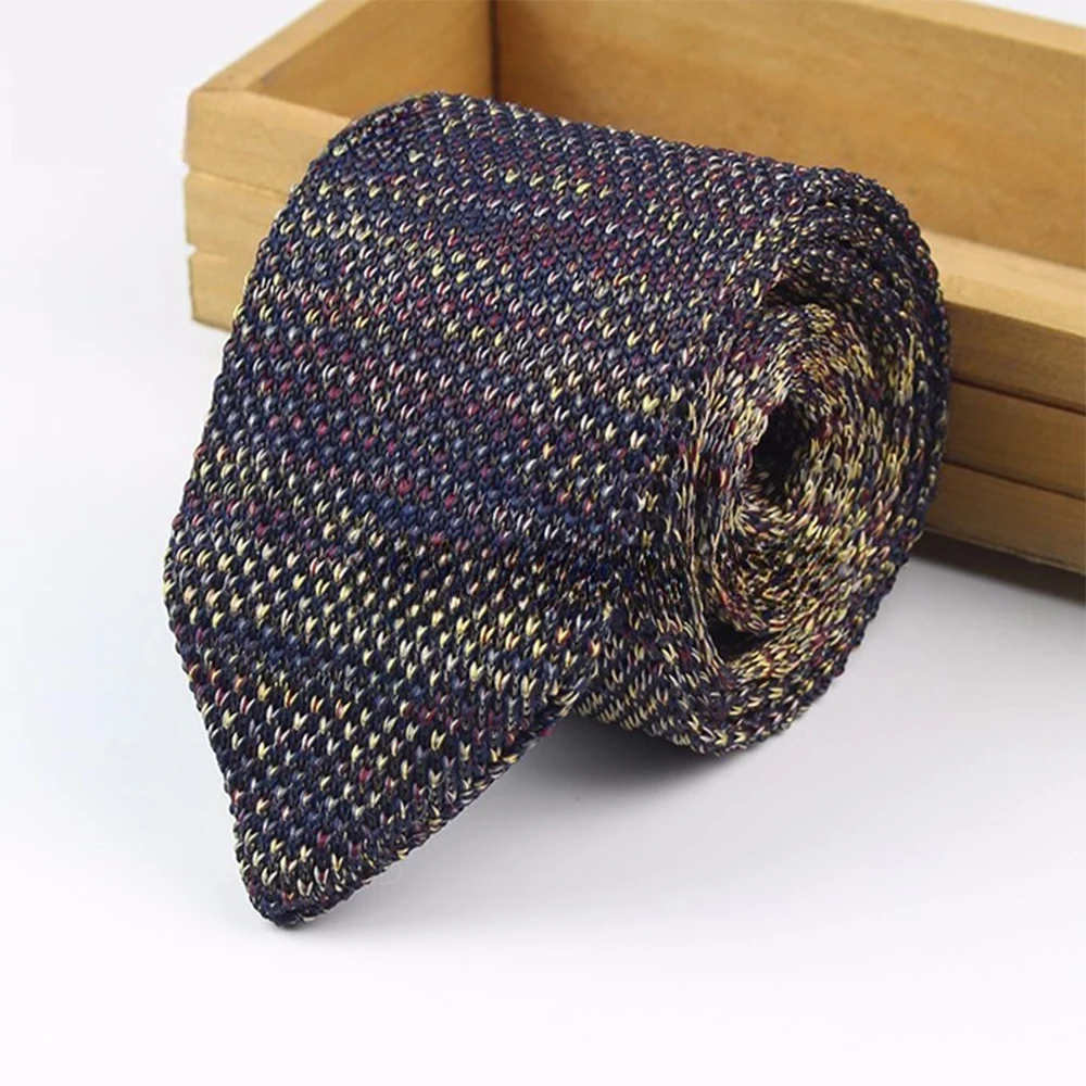 Gradient Knitted Tie - Mens Solid Color Slim Necktie
