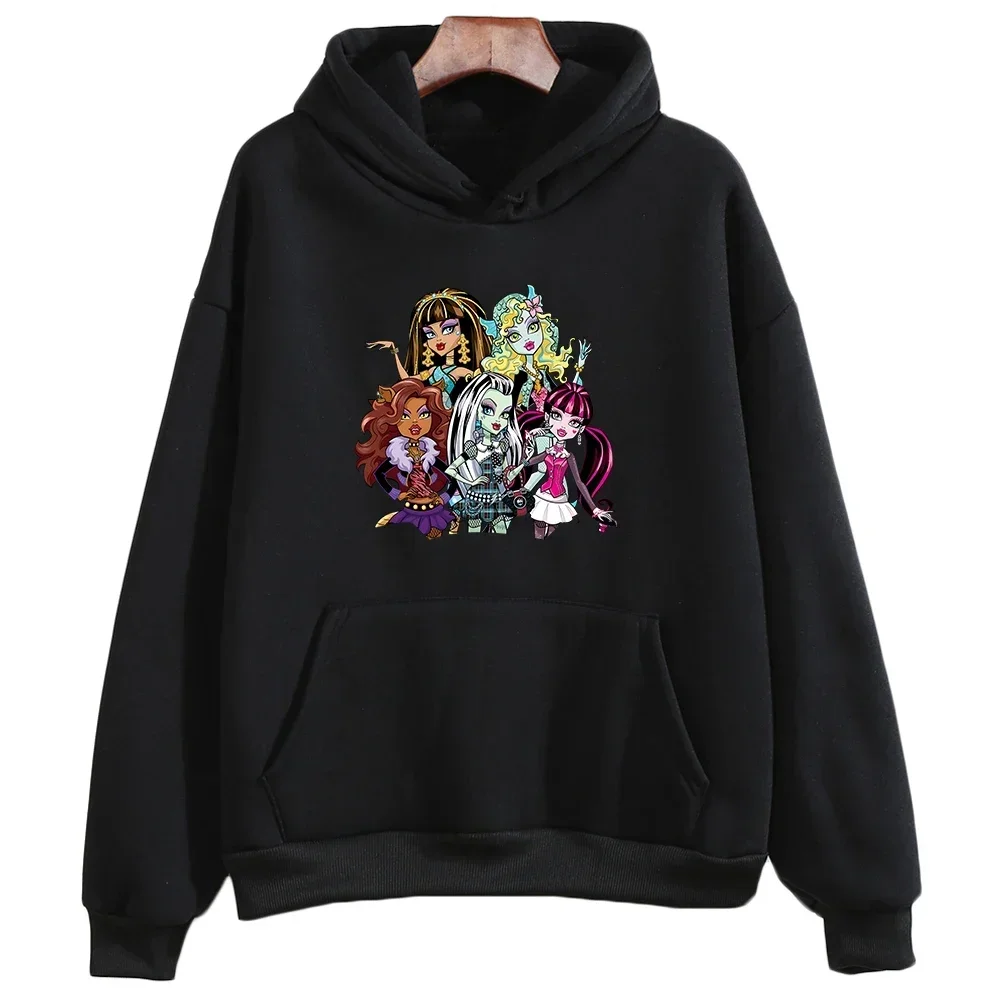 

M-Monster High Girls Hoodies Unisex Casual Graphic Sweatshirts Long Sleeve Aesthetic Pullovers Kawaii Printing Hoodies