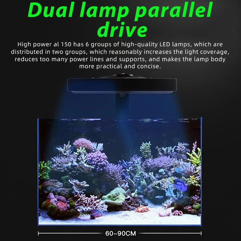 Lampada LED Per Acquario PopBloom RL180 – Spettro Completo 180W, WiFi E App Smart Life, Per Vasche 120-150 Cm (2 Pezzi)