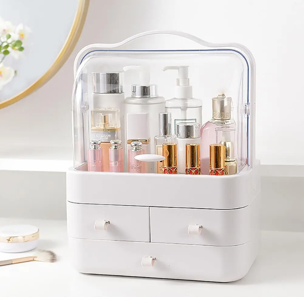 Deluxe Waterproof Cosmetic and Skincare Organizer with Lid and Drawer
