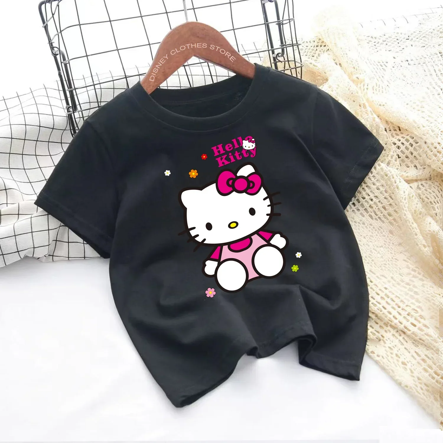 Hello Kitty Melody Children's T-shirt Kawaii T Shirt Sanrio Anime Cartoon Children Casual Clothes Y2k Tee Shirt Kid Girl Boy Top 4