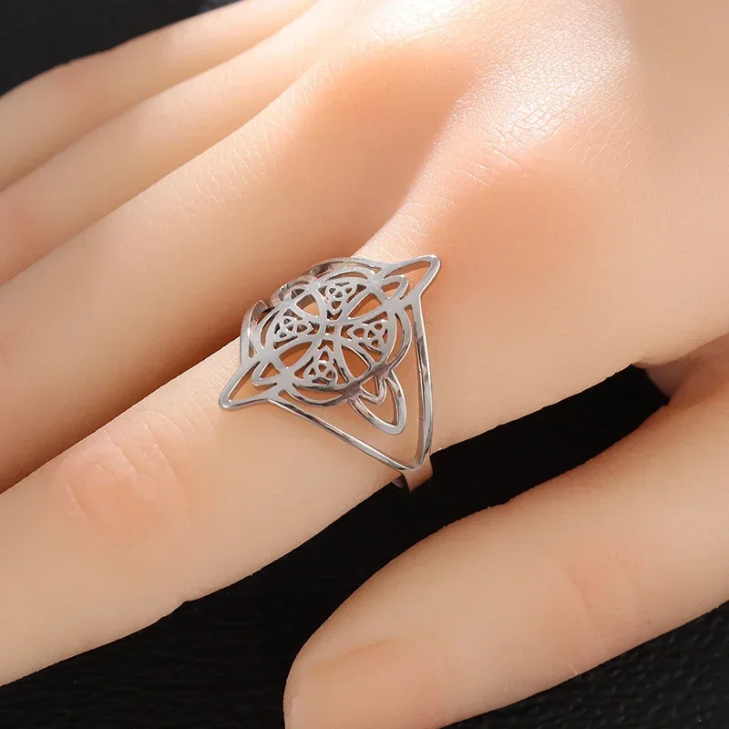 Stainless Steel Witchcraft Witch's Knot Ring Women's Supernatural Magic Lucky Jewelry Gift