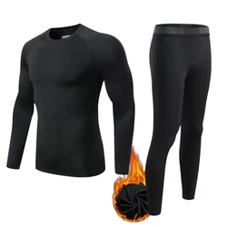 Winter Men's Fleece Thermal Underwear Warm Second Skin Kids Thermal Long Shirt Bottom Indoor Base Layer Tights Sports underwear