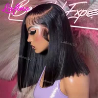Perruque courte bob 13x6 HD Lace Frontal, lisse comme un bâton, sans colle, pré-coupée, avec closure 5x5, prête à porter, perruque en cheveux humains 13x4 pré-épilée 1