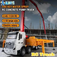 Huina 1/18 11Channel Semi-Alloy Remote Control Diecast Cement Pump Truck Model Construction Engineering Vehicle Children Kid Toy 1