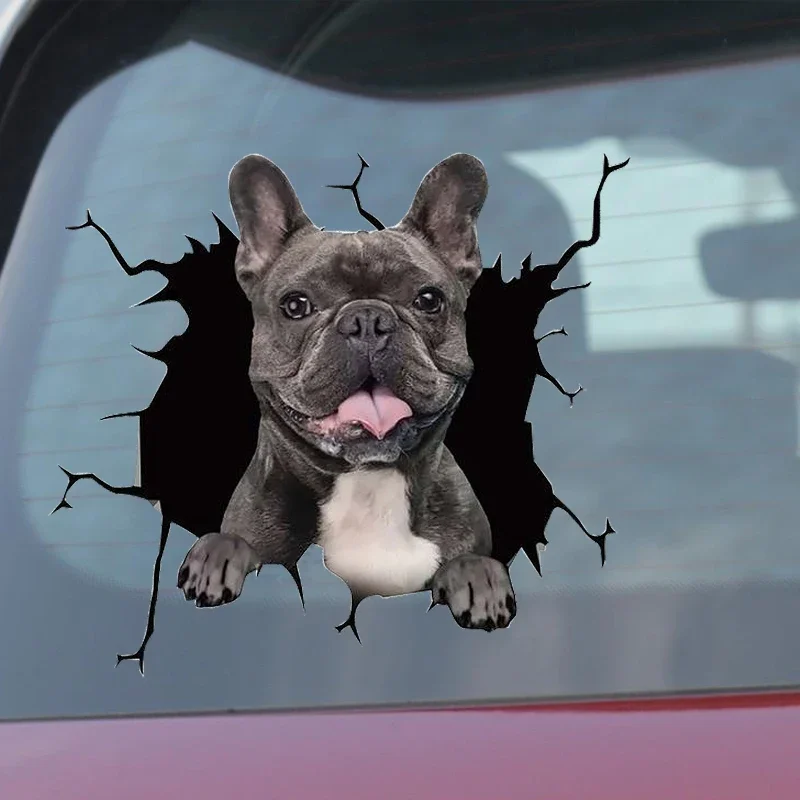 

15cm Car Sticker A Window Stickers Electrostatic 3D Simulation French Bulldog Car Stickers Vinyl Decals Waterproof and Sunscreen