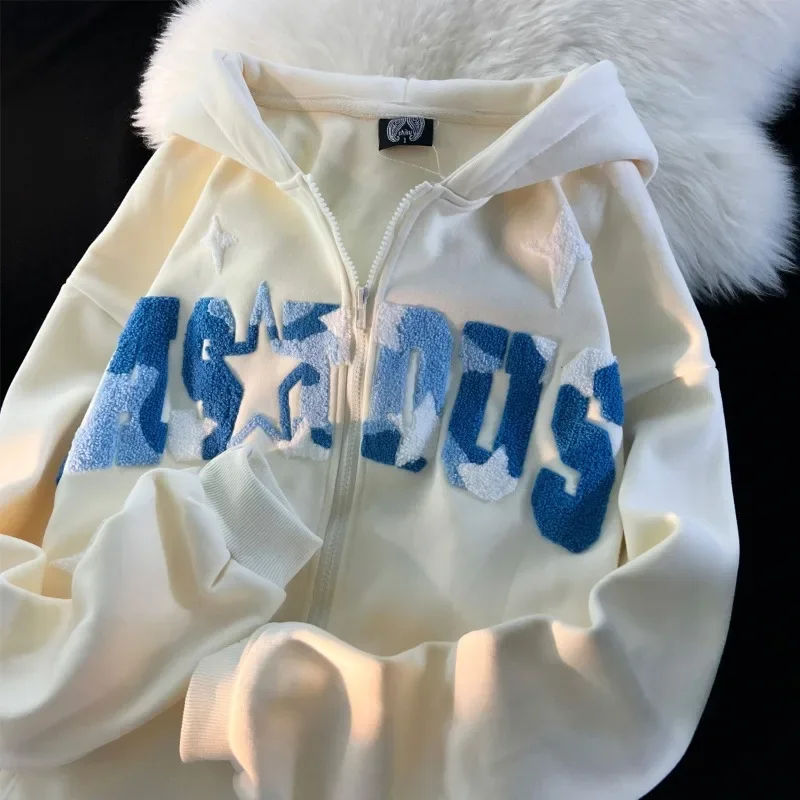 

Korean Literary Sweet Hooded Sweatshirt for Women Autumn Winter Oversized Loose Sports Thick Casual Zipper Hoodie Y2k Clothes