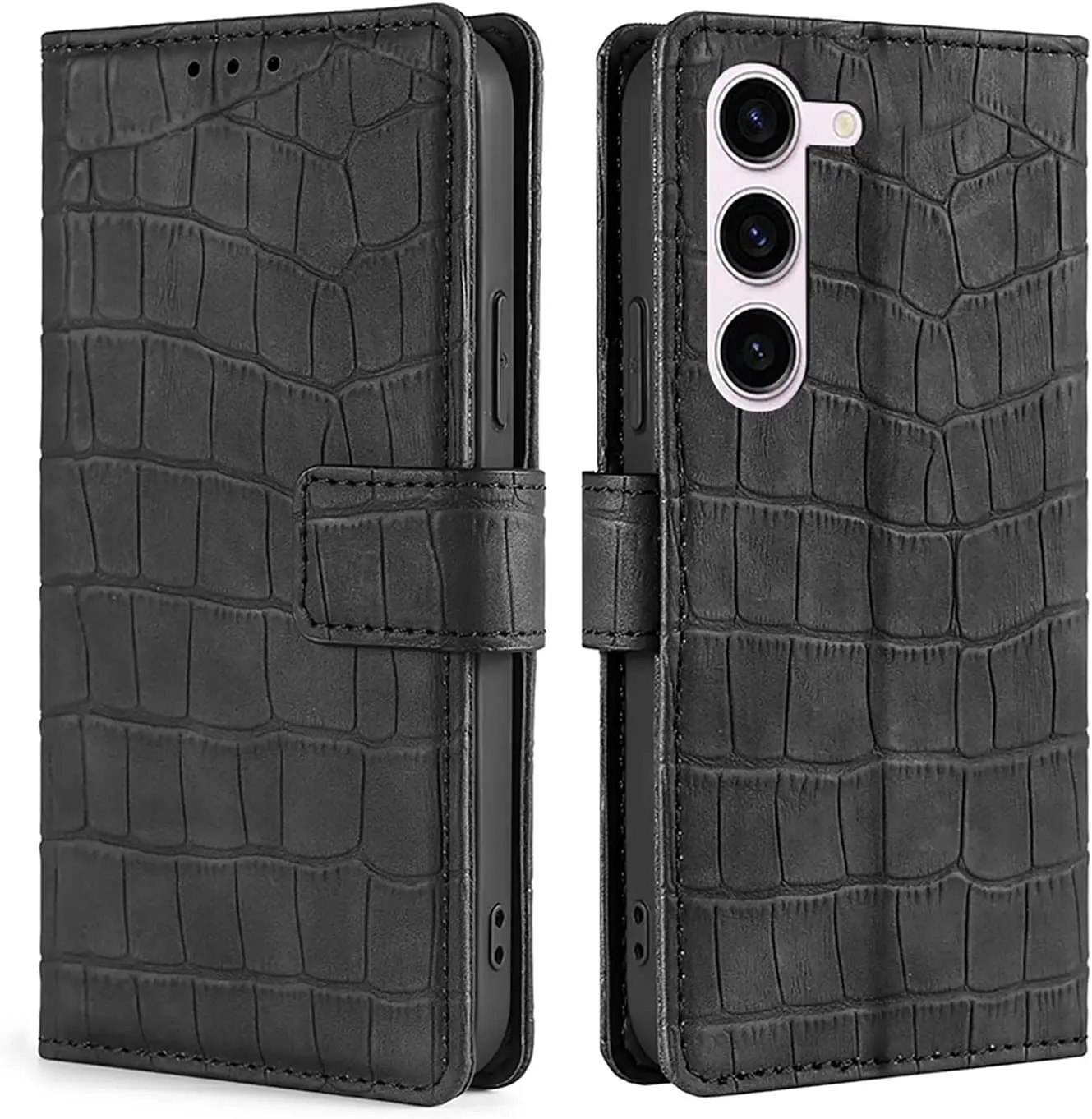

Wallet Case for Samsung Galaxy S23/22 Crocodile Pattern PU Leather Protective Cover with Card Slot Kickstand Magnetic Folio Flip