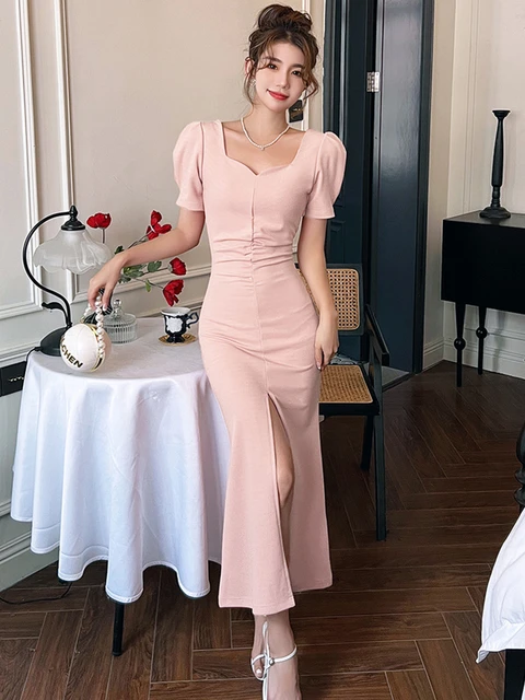 Summer Elegant Women Evening Long Dress Formal Chic Retro Puff