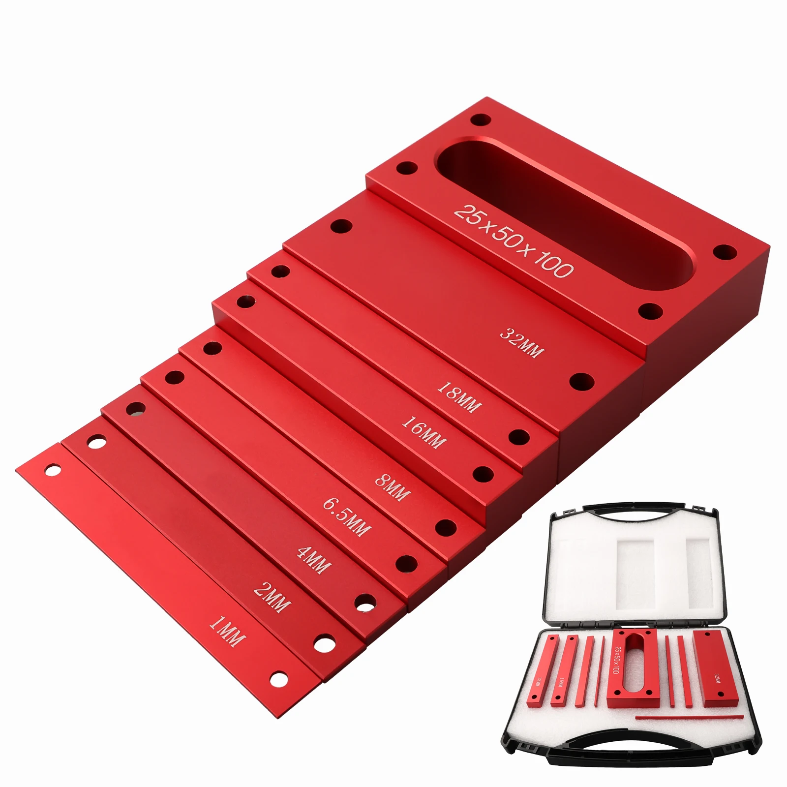 

Handy Metric Setup Bars Aluminum Gauge Blocks for Router Table Saw Anodized Finish Perfect for Woodworking 9pcs Set