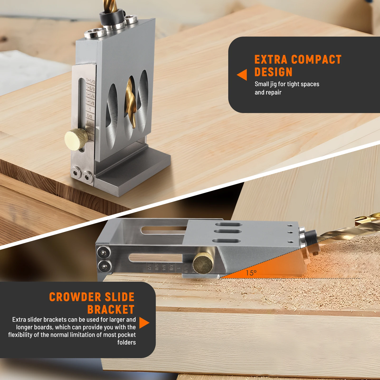 Pocket Hole Jig Kit, Professional and Upgraded Metal Pocket Screw Jig with Removable Vacuum Adapter