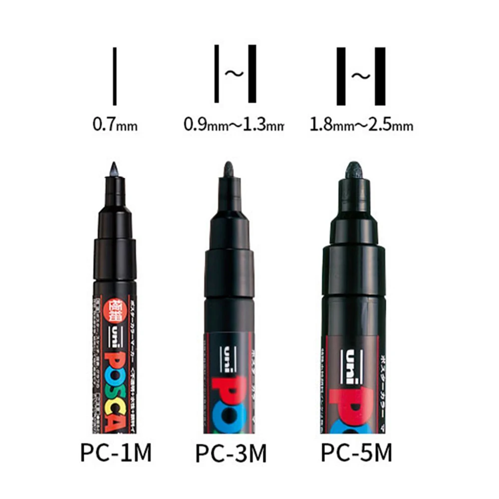 Japan UNI POSCA Markers Set 16pcs Acrylic Graffiti Drawing Supplies