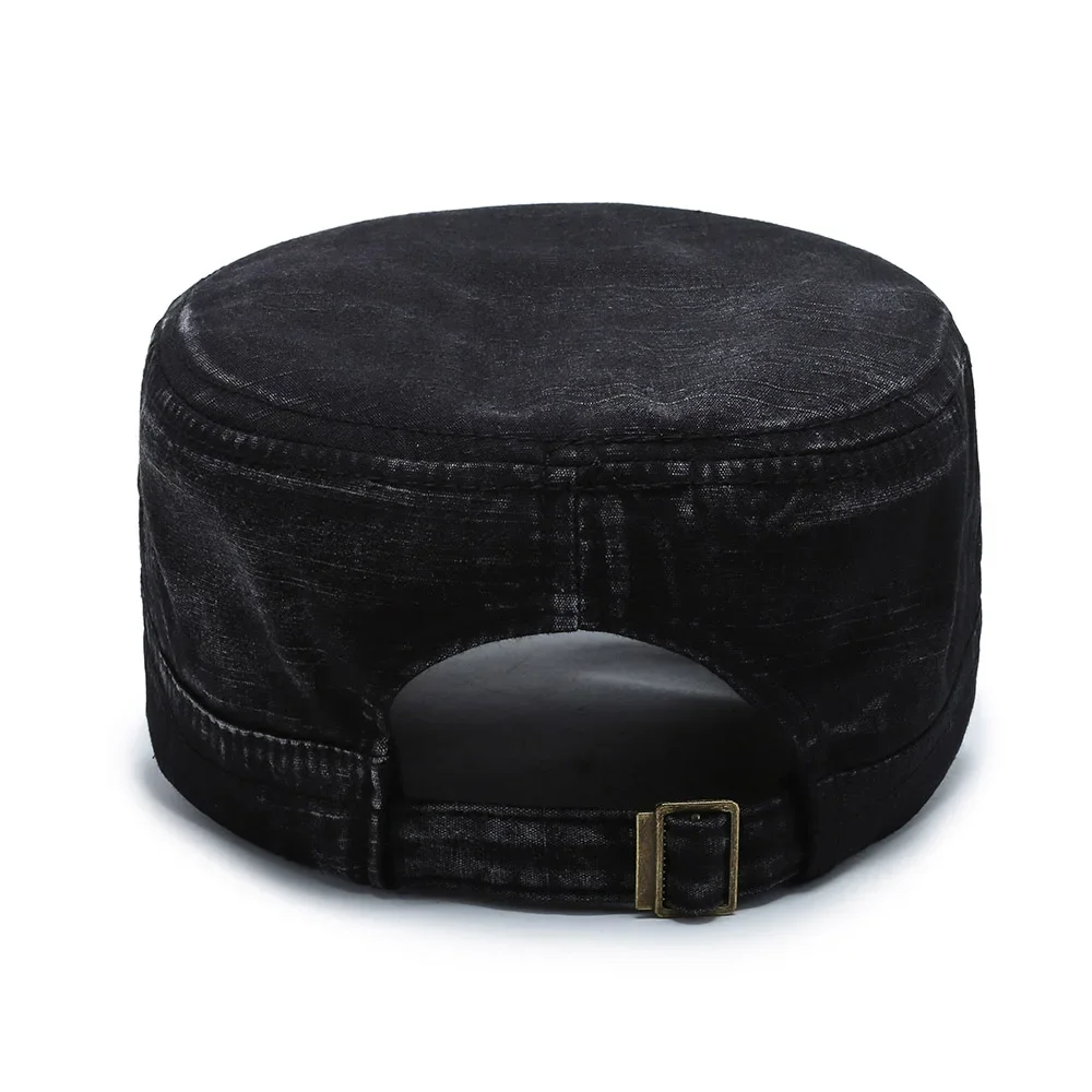 Top Level Washed Cotton Military Hats for Men Retro Gorra Army Cap Outdoor Sunscreen Flat Top Hat Male Bone Adjustable Cadet Cap