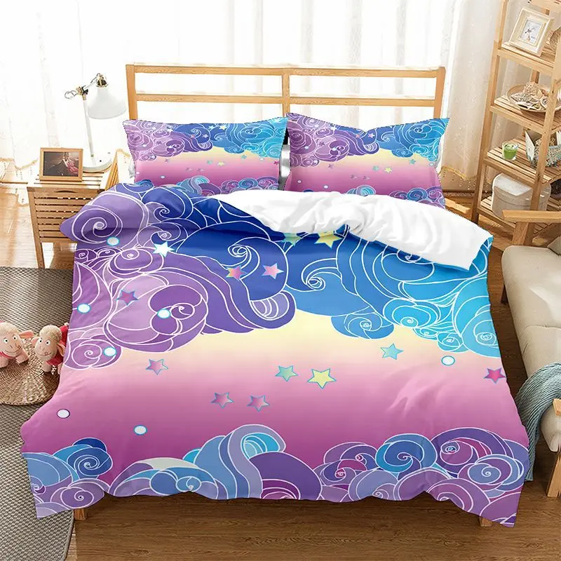 Mushroom Kids Duvet Cover Set King/queen Size,Cartoon Trippy Colorful Fantasy Mushroom Soft Bedding Set for Girl Teen,black Pink shabby chic bedding Bedding Sets