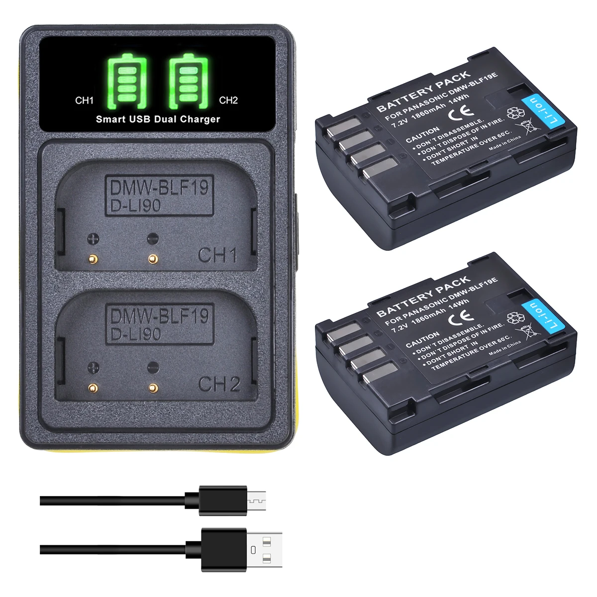 DMW BLF19 BLF19E BLF19PP Batterij & Led Dual Charger Met Type C Voor