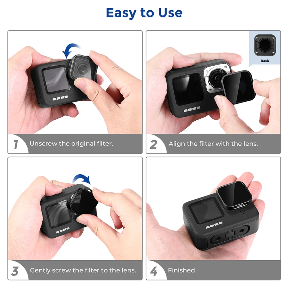 Accessoires caméra action : filtres ND et CPL pour GoPro Hero 13/12/11/10/9 en étui de rangement