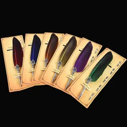 Stylo à plume pour calligraphie, 1 ensemble, 5 pièces, encre de luxe Oblique, plume métallique, fournitures de bureau 
