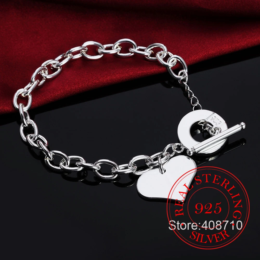 

Женский браслет из серебра 925 пробы, с подвеской в виде романтического сердца