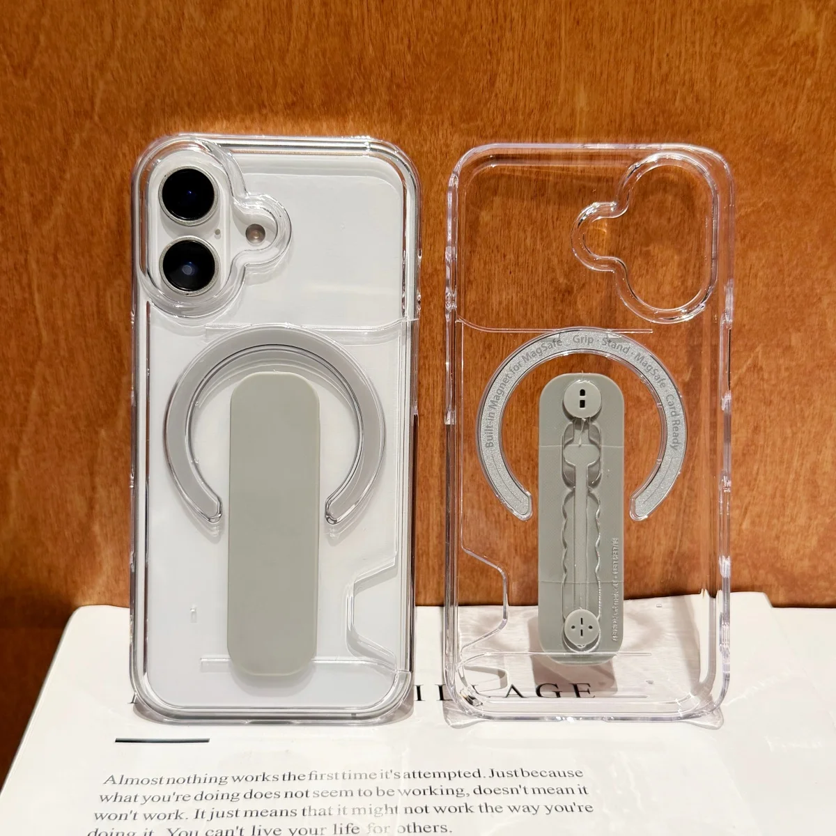 Luxury Clear Acrylic Credit Card Holder with Magnetic Charging Bracket Cover